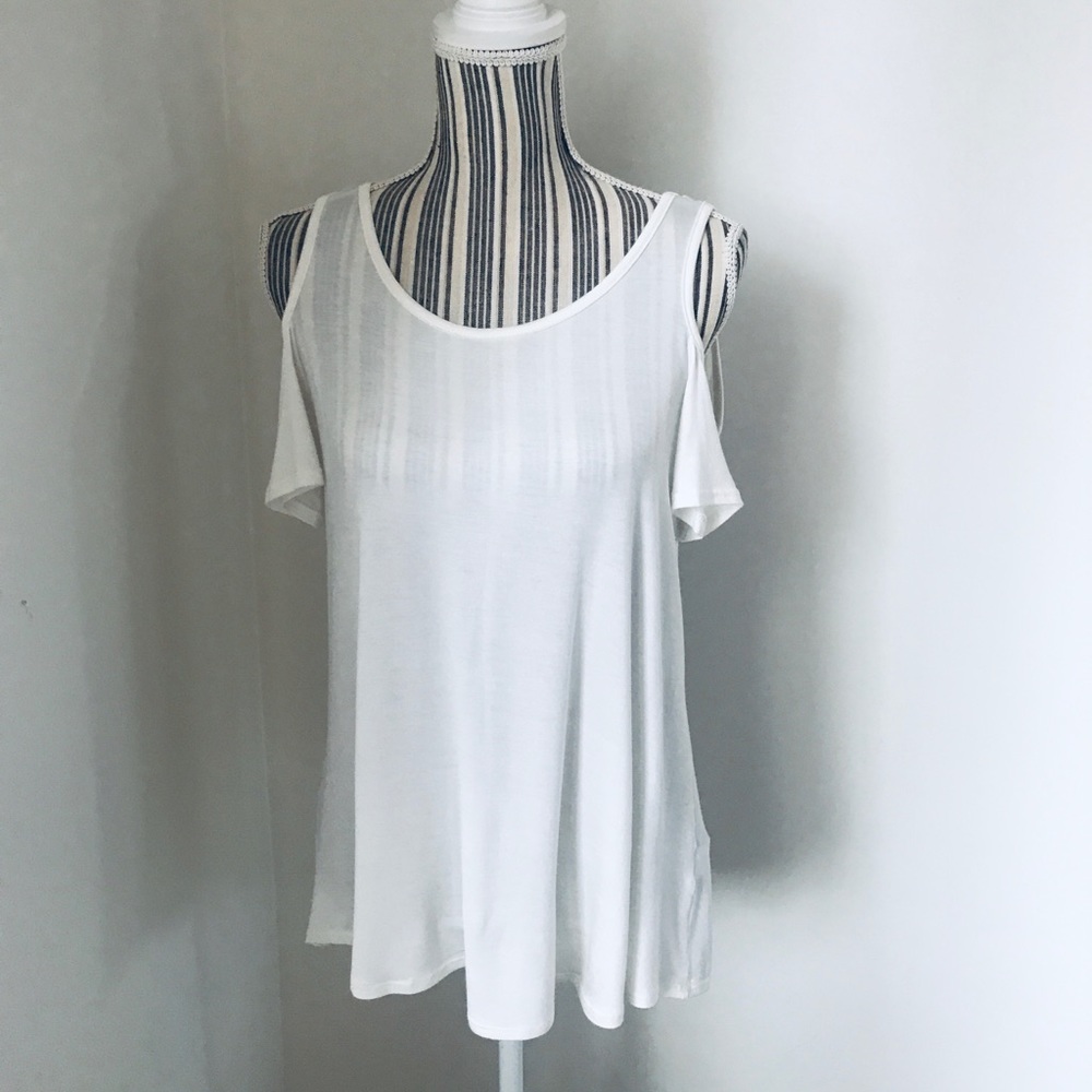 White Cold Shoulder Top - Picture 3 of 7